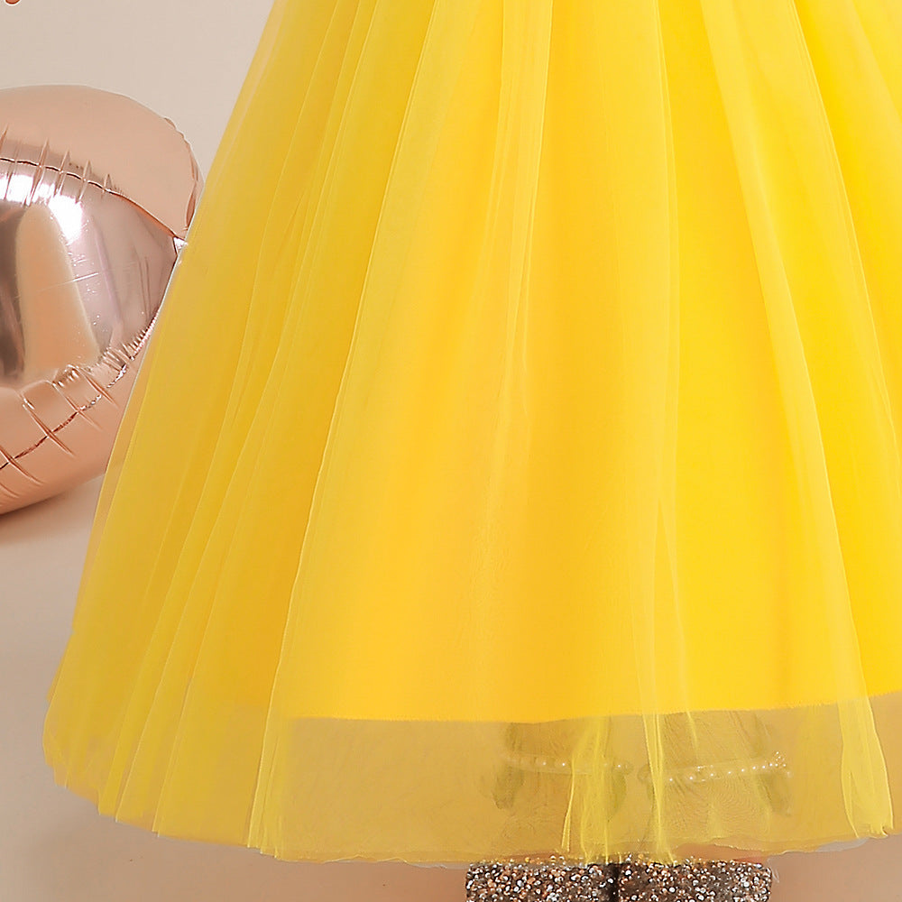 Sweetheart Neck Tulle Princess Dress for Girls with Bowknot | Maxi A-Line Gown