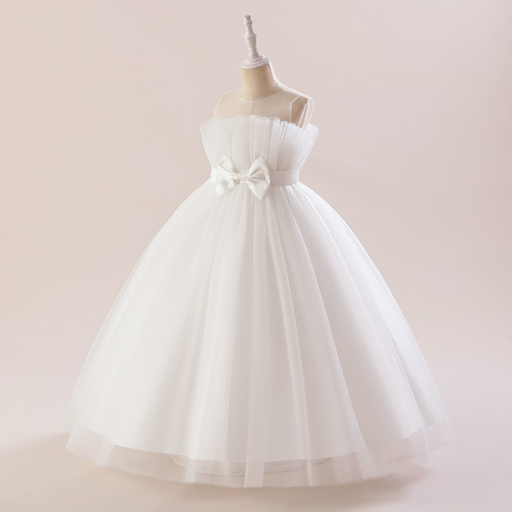 Sweetheart Neck Tulle Princess Dress for Girls with Bowknot | Maxi A-Line Gown