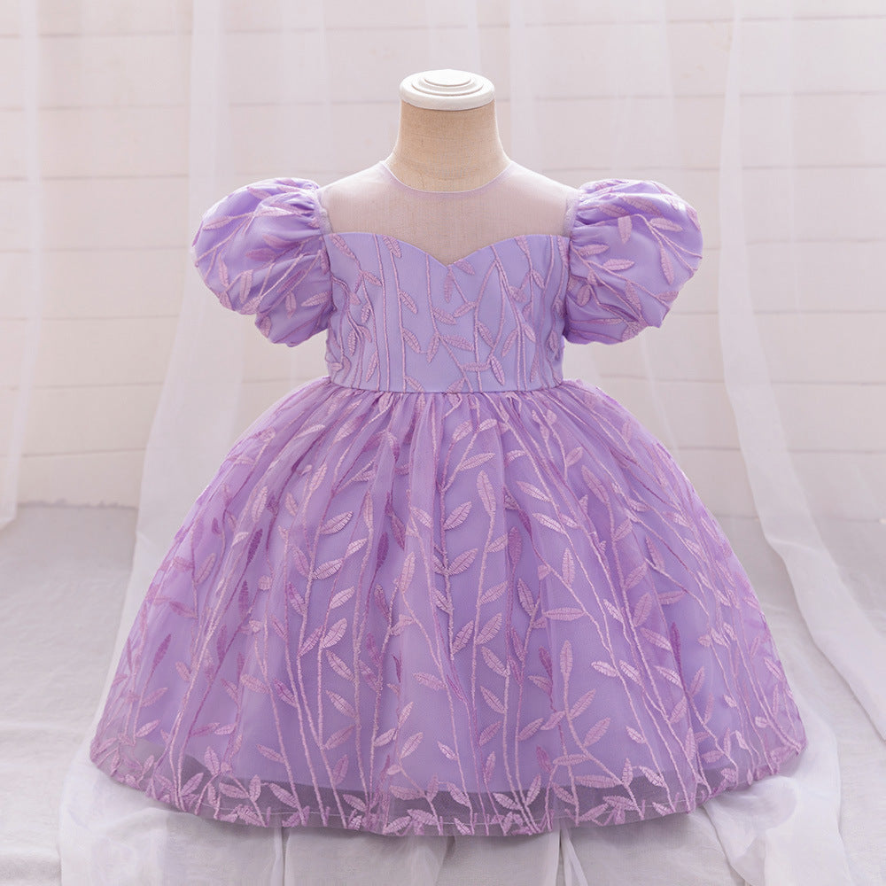 Embroidered Tulle Ball Gown for Girls | Cute & Puffy Sweetheart Neck Dress