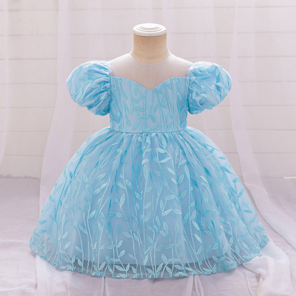 Embroidered Tulle Ball Gown for Girls | Cute & Puffy Sweetheart Neck Dress