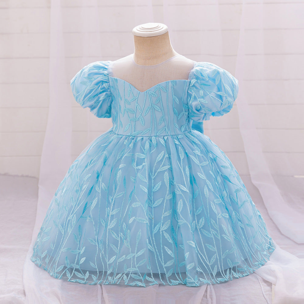 Embroidered Tulle Ball Gown for Girls | Cute & Puffy Sweetheart Neck Dress