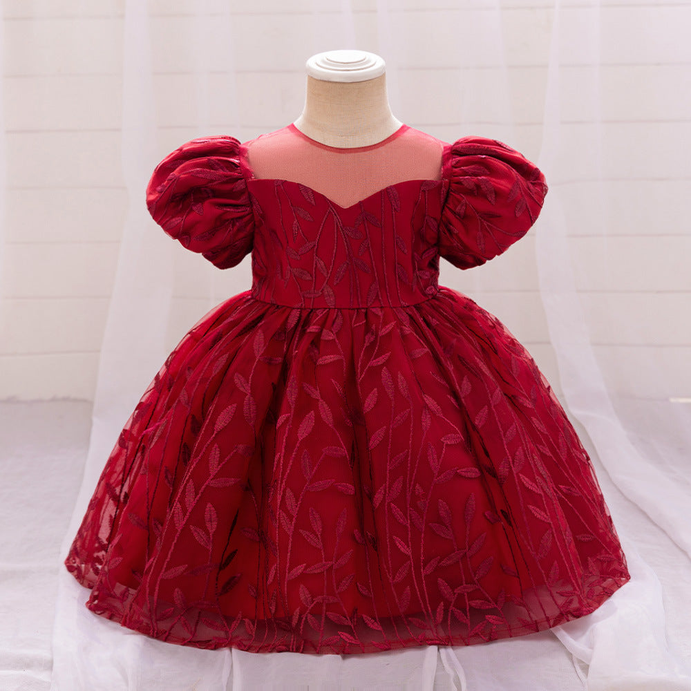 Embroidered Tulle Ball Gown for Girls | Cute & Puffy Sweetheart Neck Dress