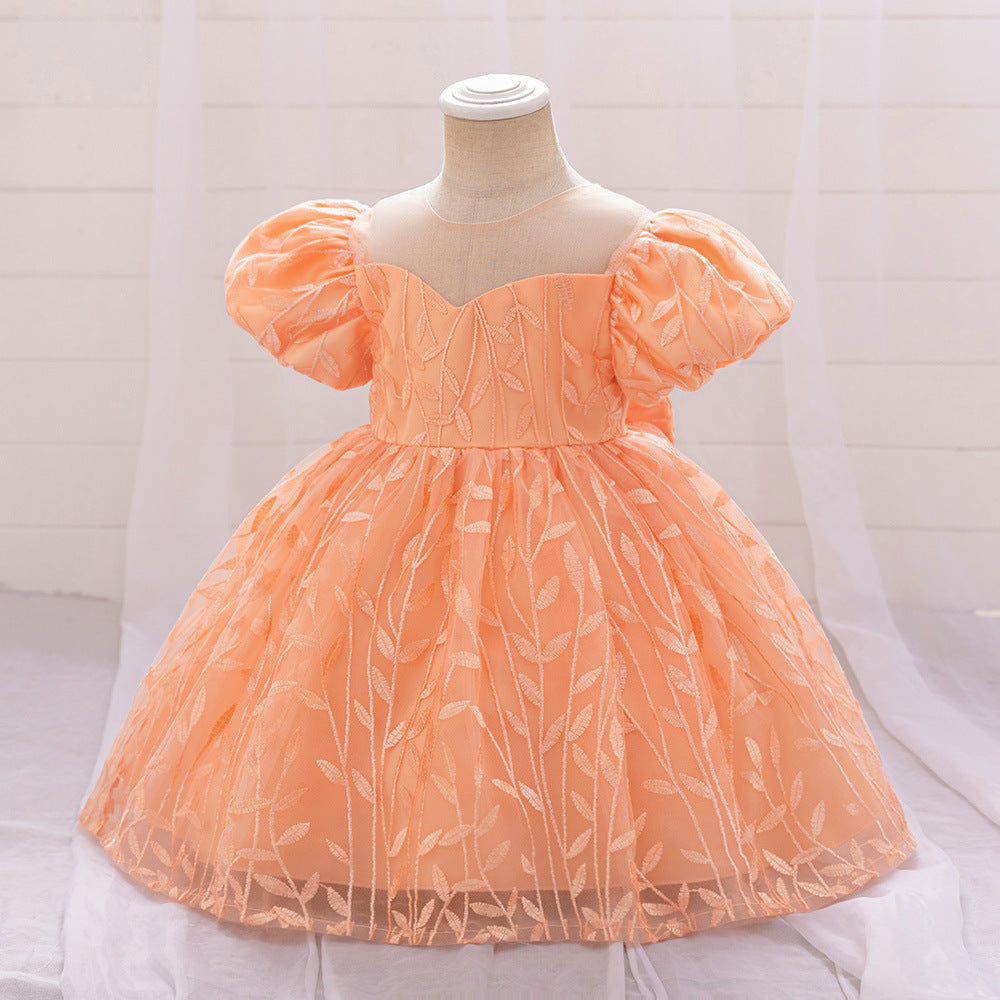 Embroidered Tulle Ball Gown for Girls | Cute & Puffy Sweetheart Neck Dress