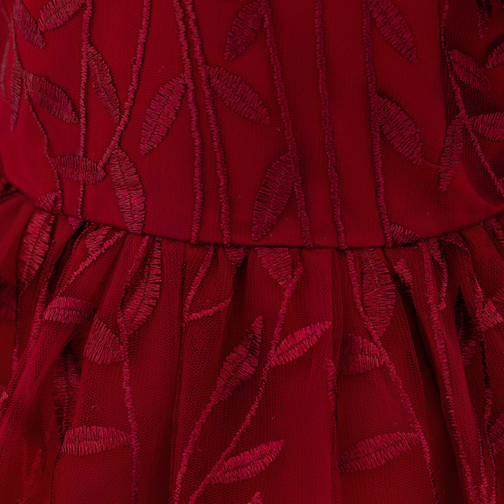 Embroidered Tulle Ball Gown for Girls | Cute & Puffy Sweetheart Neck Dress