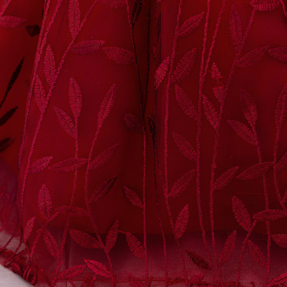 Embroidered Tulle Ball Gown for Girls | Cute & Puffy Sweetheart Neck Dress