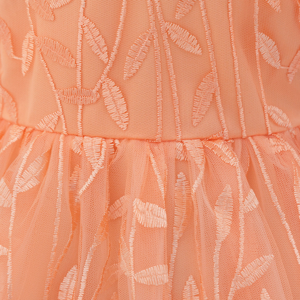 Embroidered Tulle Ball Gown for Girls | Cute & Puffy Sweetheart Neck Dress