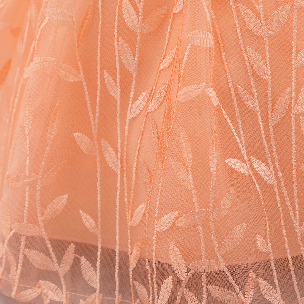 Embroidered Tulle Ball Gown for Girls | Cute & Puffy Sweetheart Neck Dress