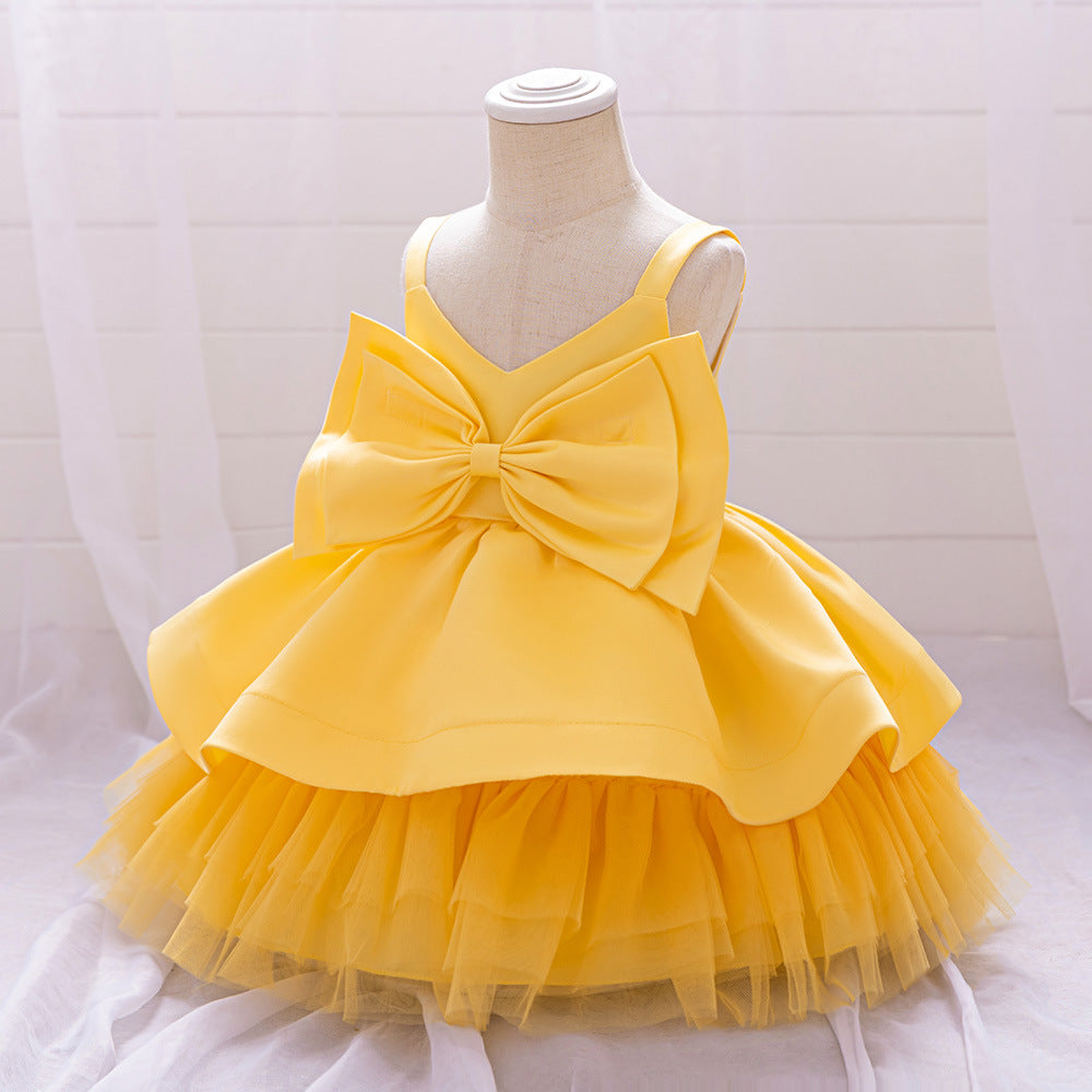 Puffy Bowknot Ball Gown Dress for Babies – Sweetheart Neck Princess Outfit