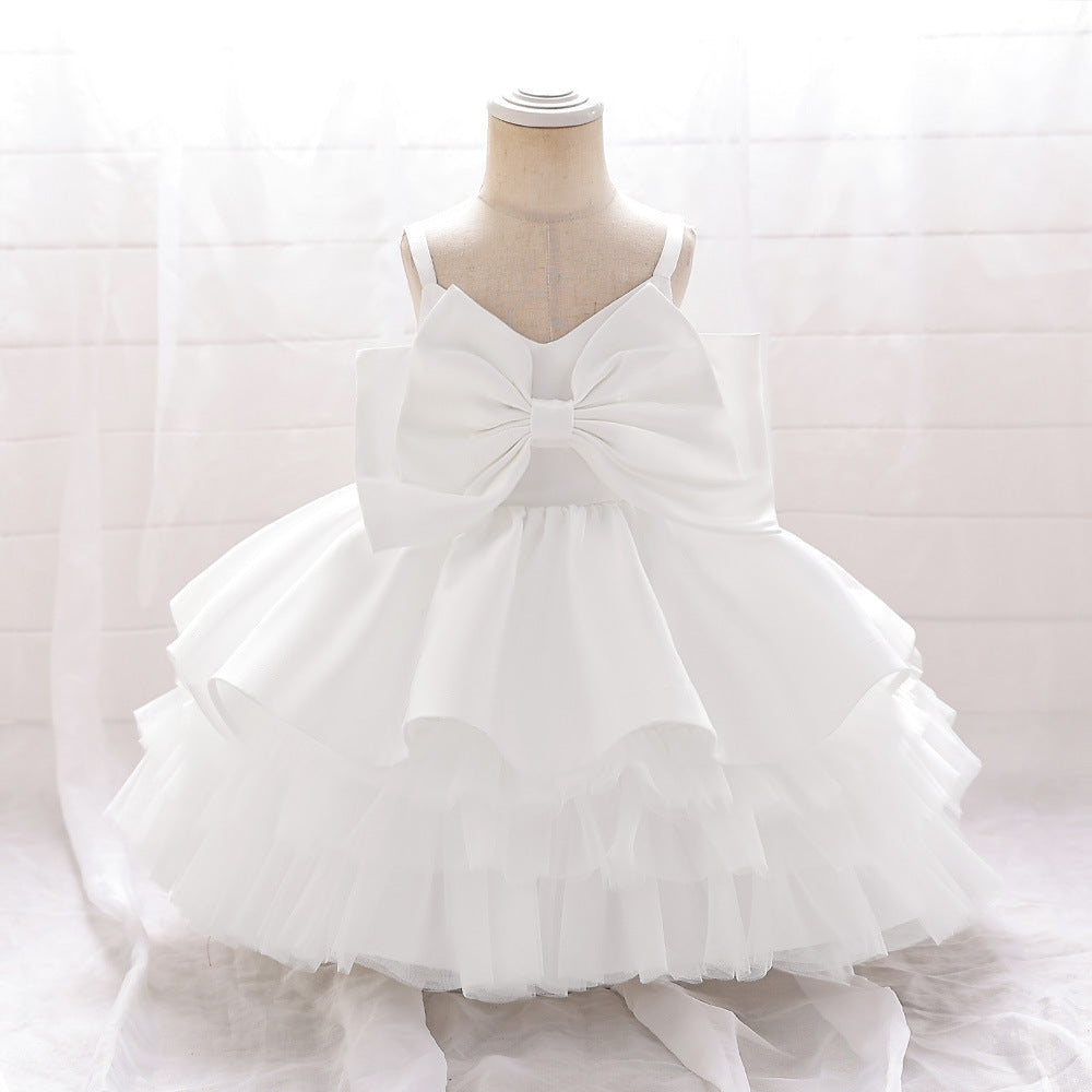 Puffy Bowknot Ball Gown Dress for Babies – Sweetheart Neck Princess Outfit