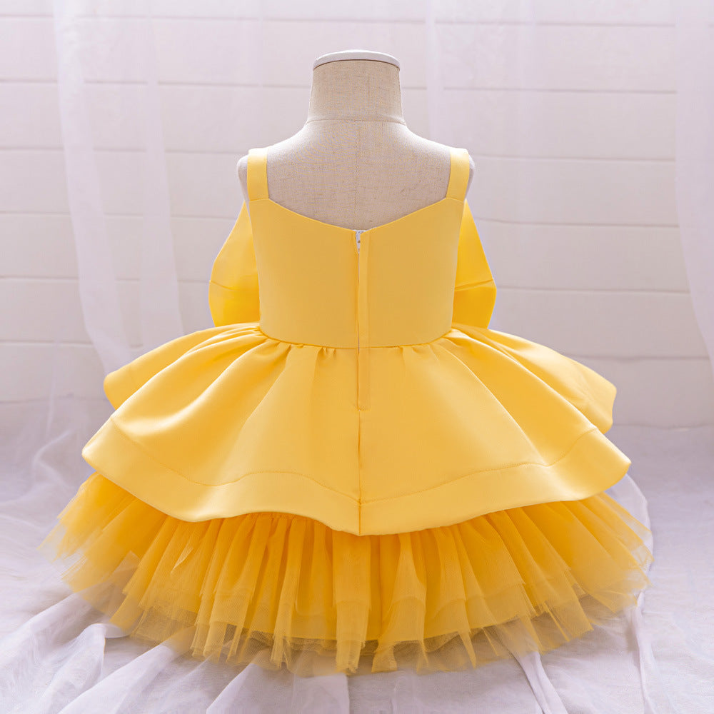 Puffy Bowknot Ball Gown Dress for Babies – Sweetheart Neck Princess Outfit