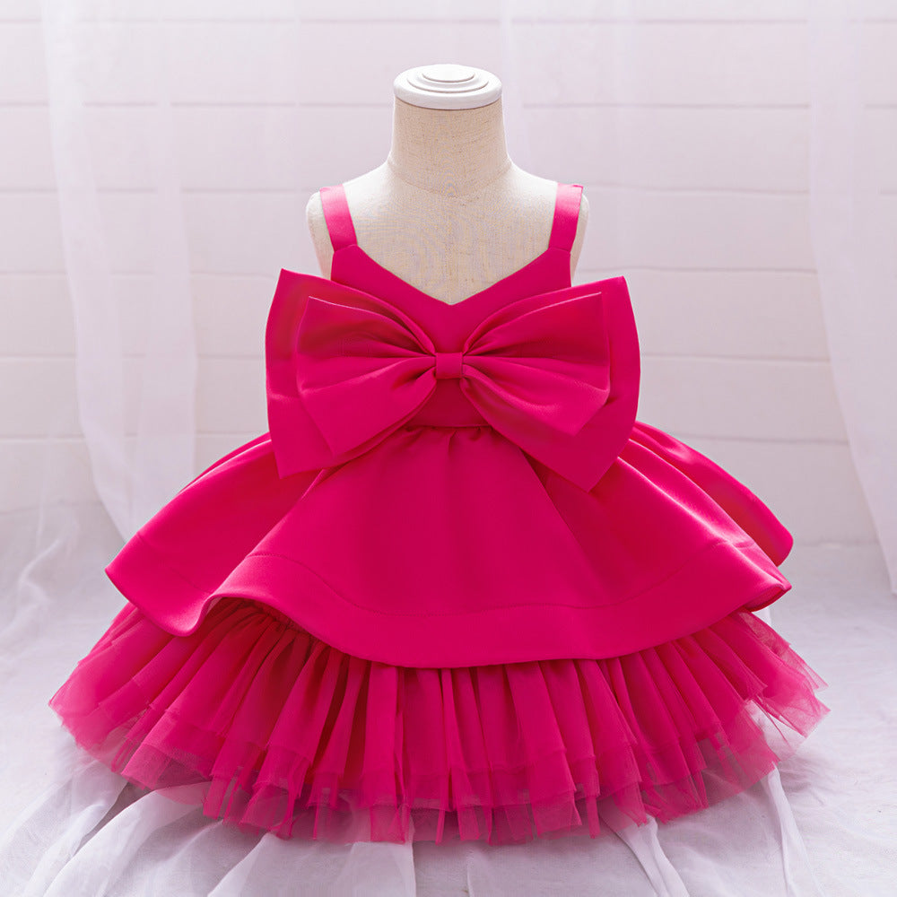 Puffy Bowknot Ball Gown Dress for Babies – Sweetheart Neck Princess Outfit