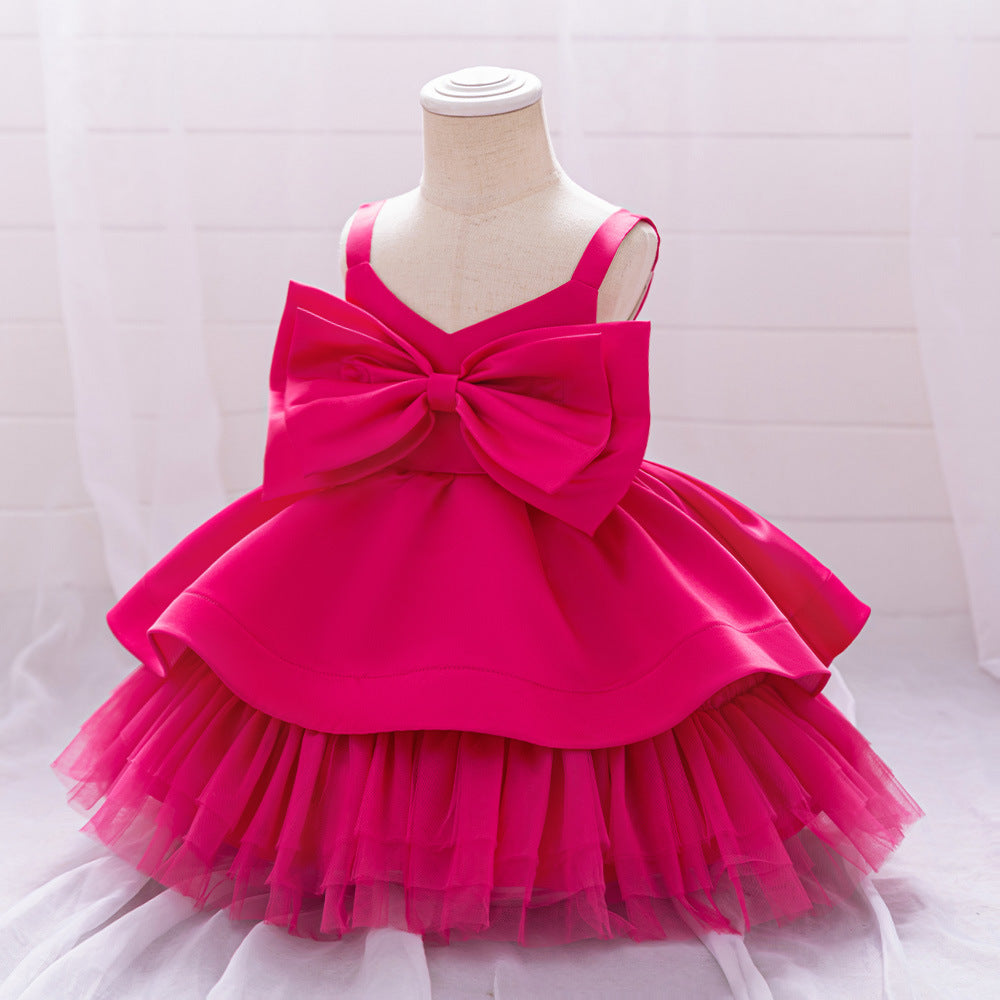 Puffy Bowknot Ball Gown Dress for Babies – Sweetheart Neck Princess Outfit