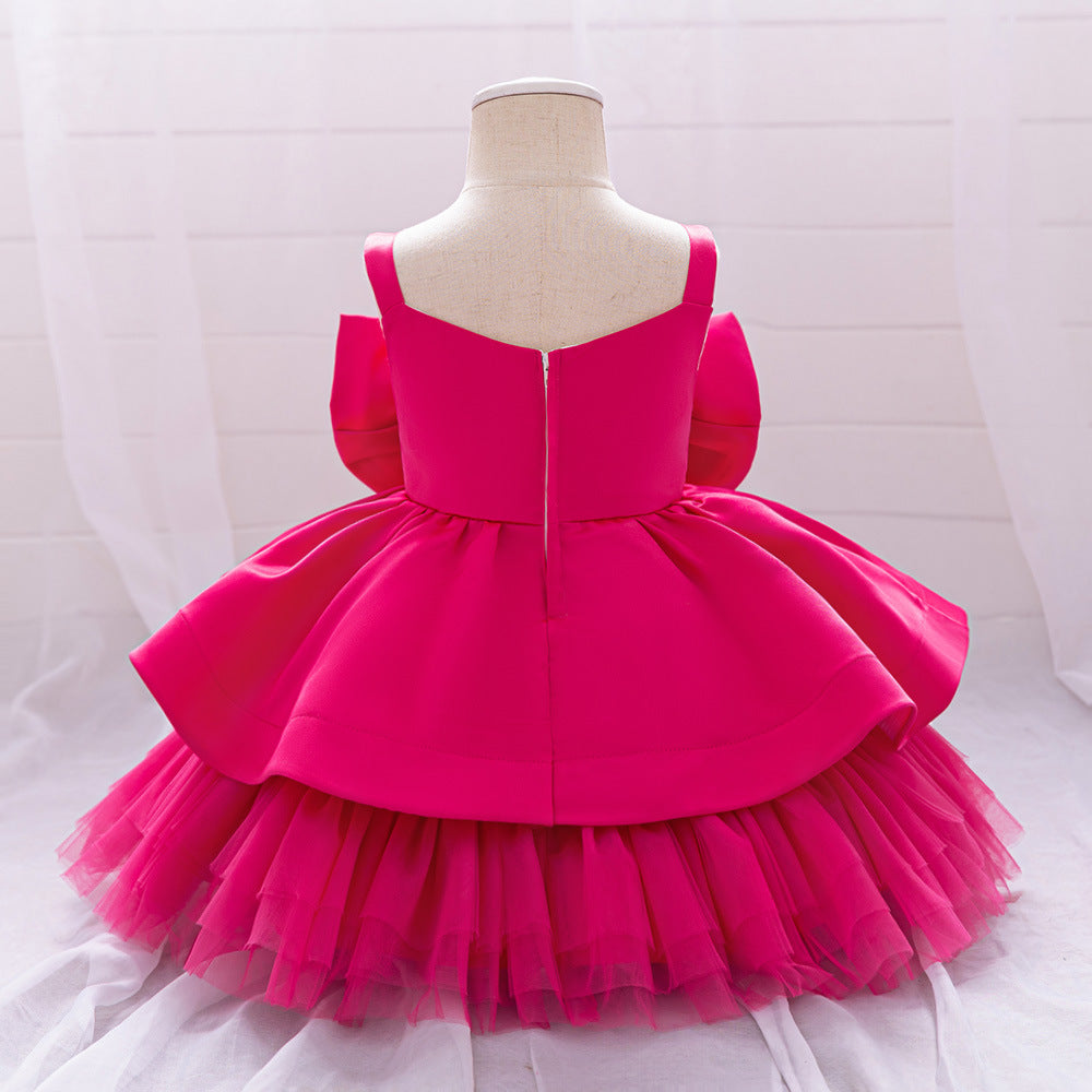 Puffy Bowknot Ball Gown Dress for Babies – Sweetheart Neck Princess Outfit