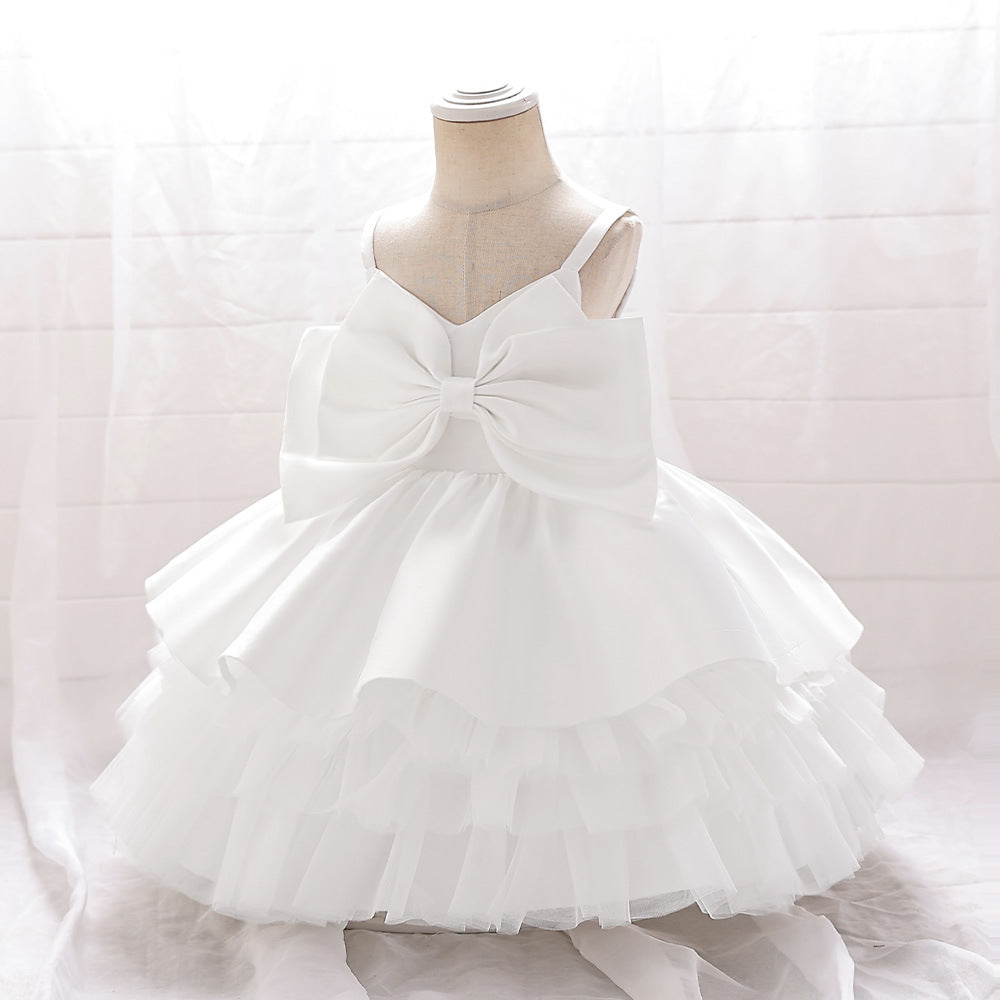 Puffy Bowknot Ball Gown Dress for Babies – Sweetheart Neck Princess Outfit