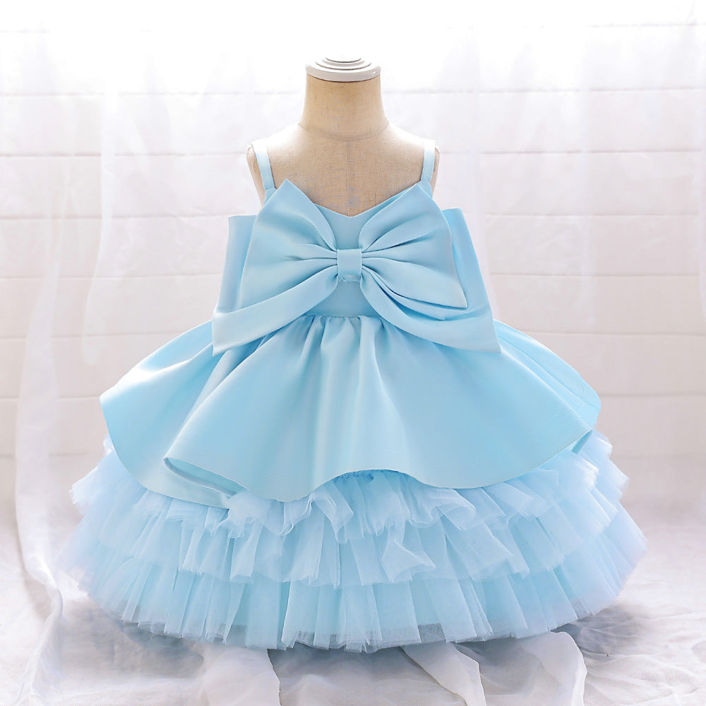 Puffy Bowknot Ball Gown Dress for Babies – Sweetheart Neck Princess Outfit