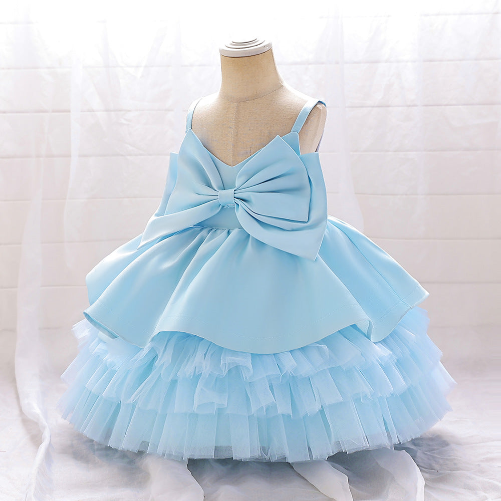 Puffy Bowknot Ball Gown Dress for Babies – Sweetheart Neck Princess Outfit