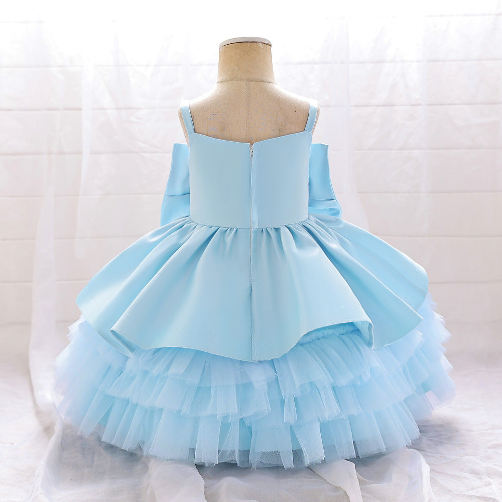 Puffy Bowknot Ball Gown Dress for Babies – Sweetheart Neck Princess Outfit