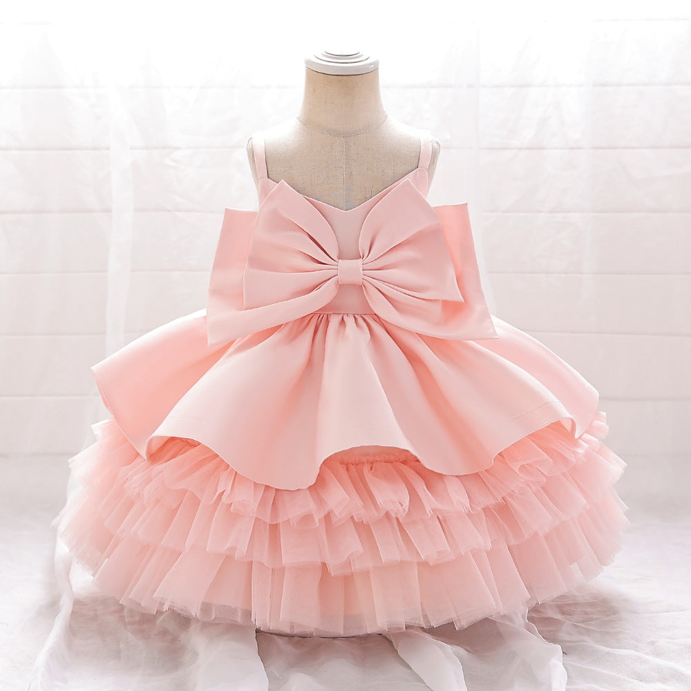 Puffy Bowknot Ball Gown Dress for Babies – Sweetheart Neck Princess Outfit