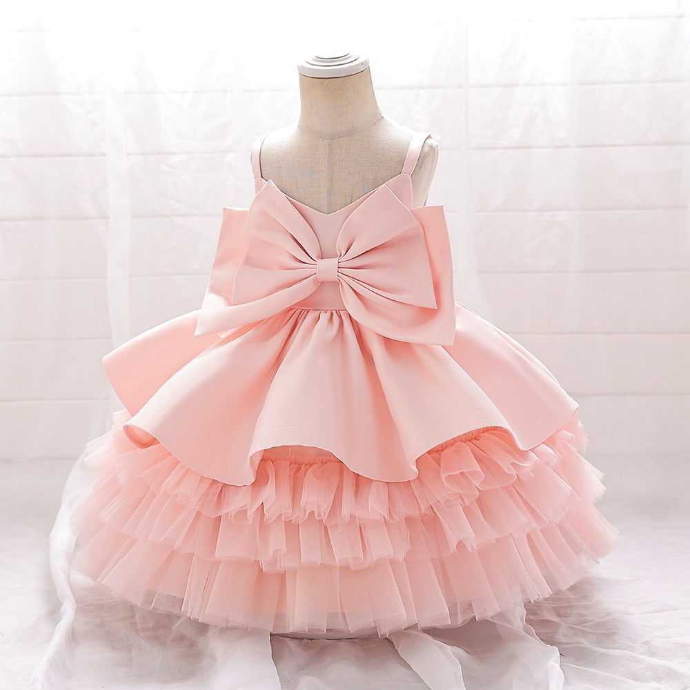 Puffy Bowknot Ball Gown Dress for Babies – Sweetheart Neck Princess Outfit