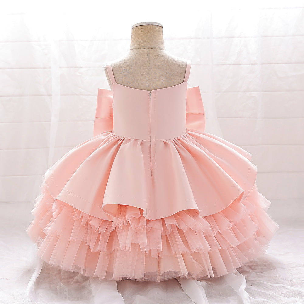 Puffy Bowknot Ball Gown Dress for Babies – Sweetheart Neck Princess Outfit