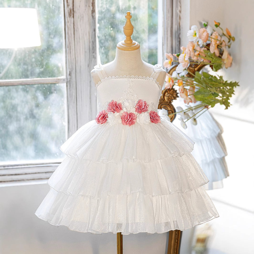 Puffy Sweetheart Flower Girl Dress White | Kids Party Princess Gown