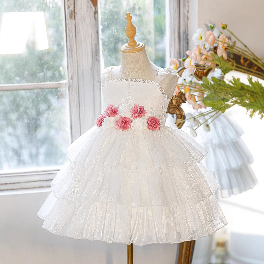 Puffy Sweetheart Flower Girl Dress White | Kids Party Princess Gown