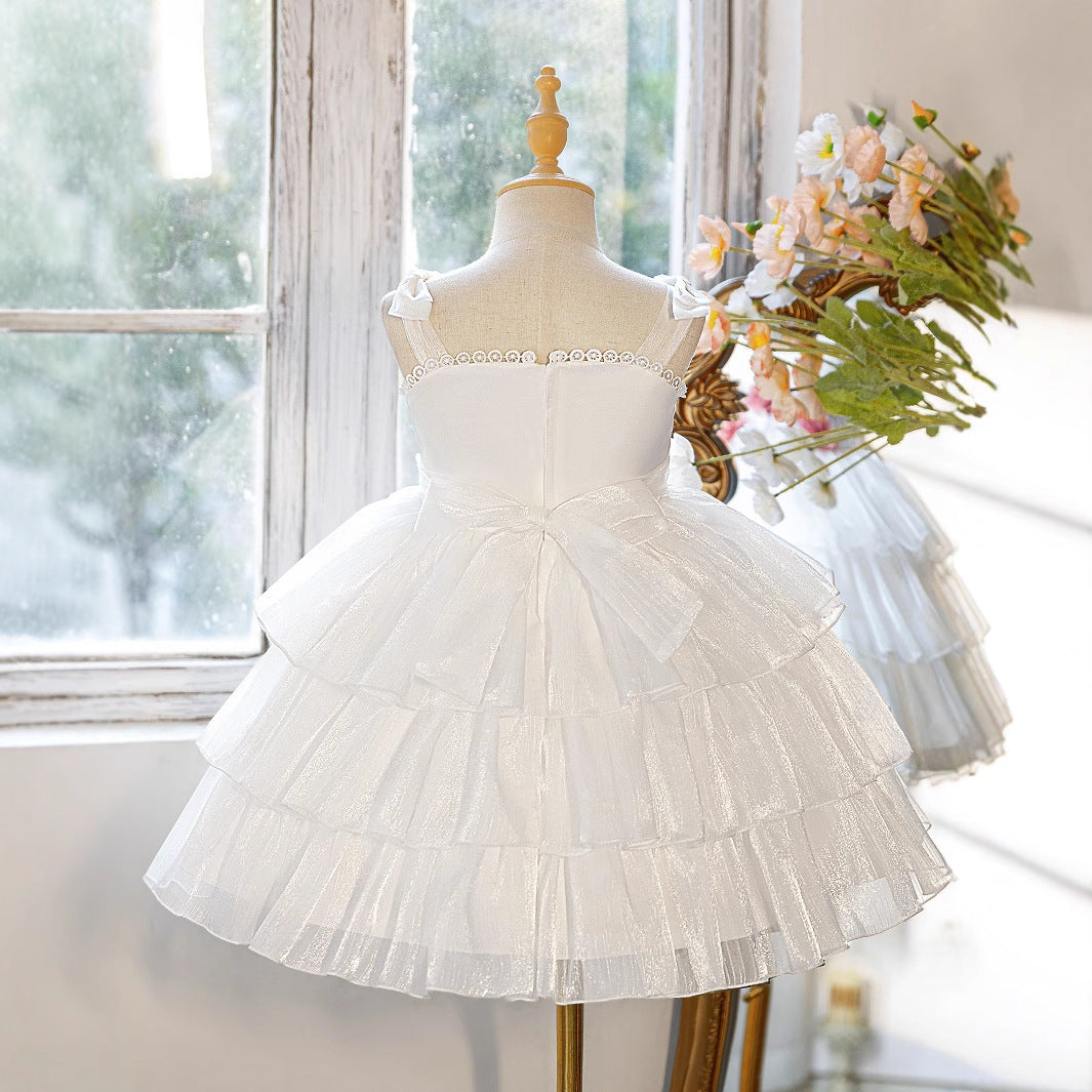 Puffy Sweetheart Flower Girl Dress White | Kids Party Princess Gown