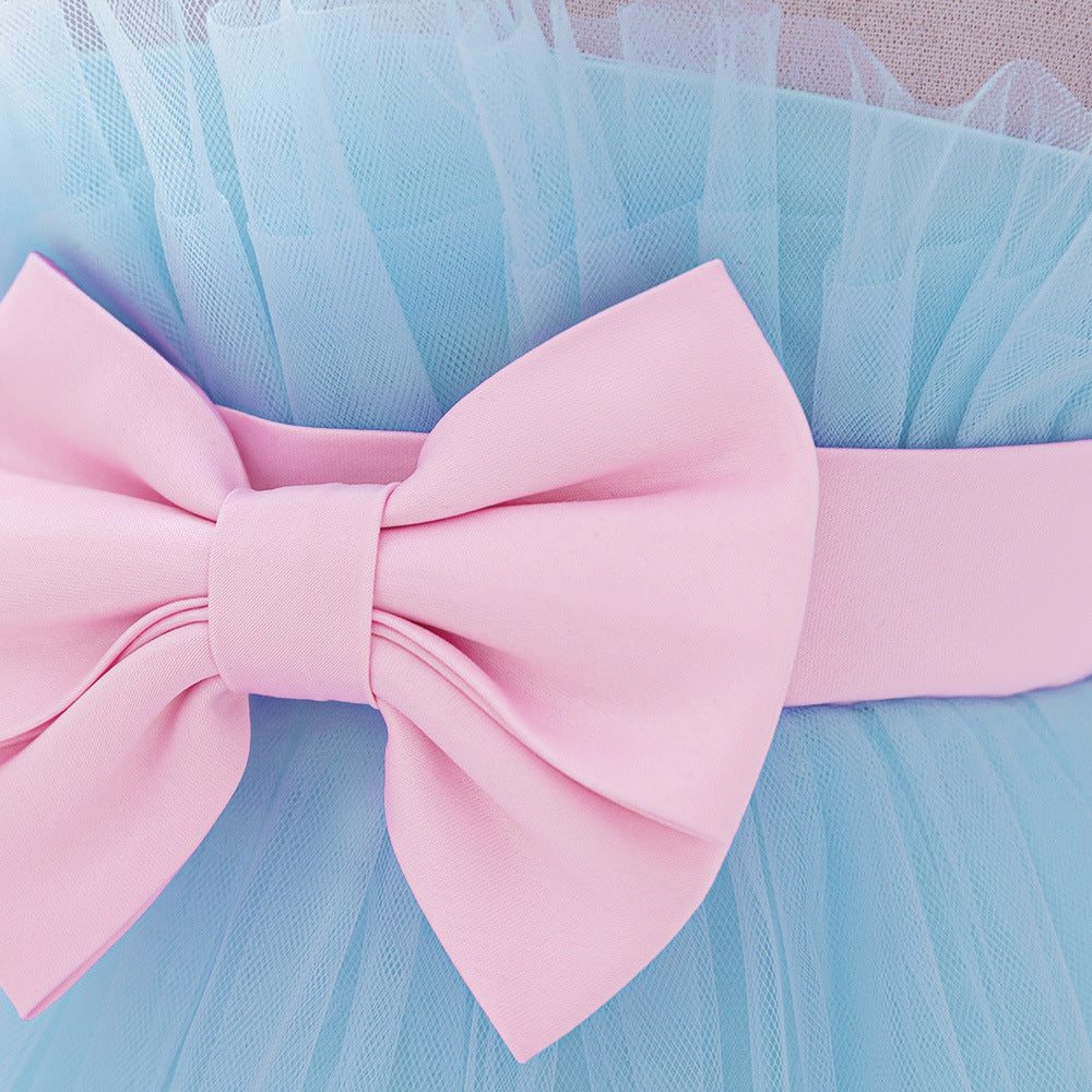 Sweetheart Neck A-Line Tulle Princess Dress for Girls | Tiered Skirt & Bowknot