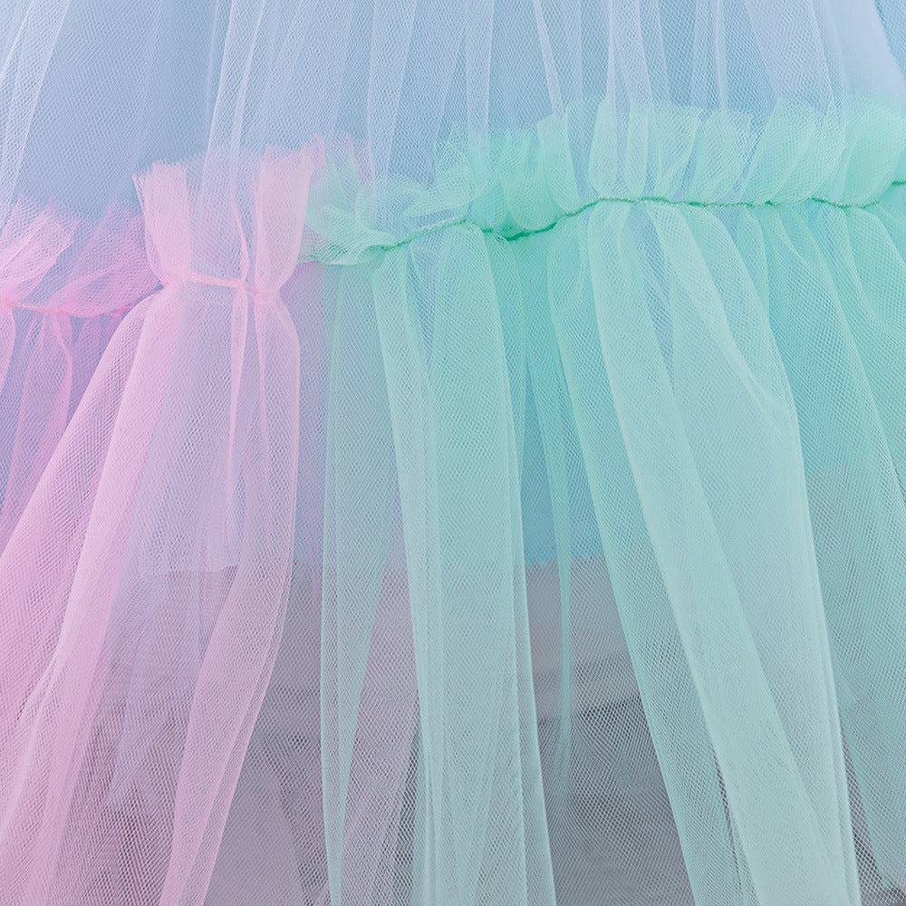 Sweetheart Neck A-Line Tulle Princess Dress for Girls | Tiered Skirt & Bowknot