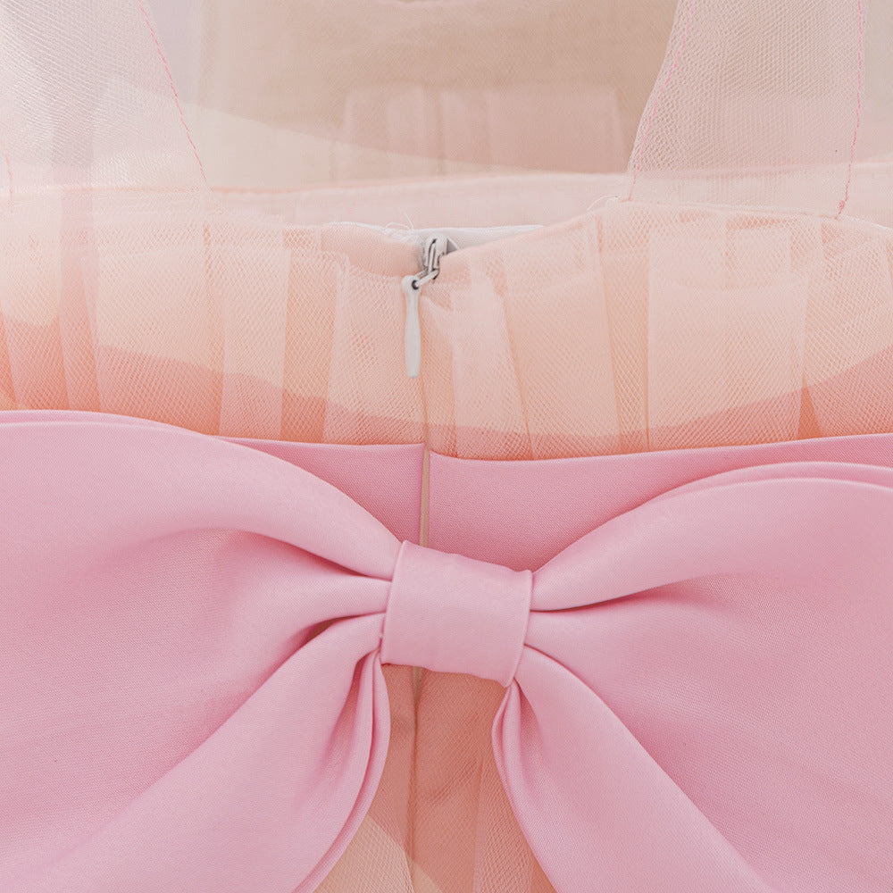 Sweetheart Neck A-Line Tulle Princess Dress for Girls | Tiered Skirt & Bowknot