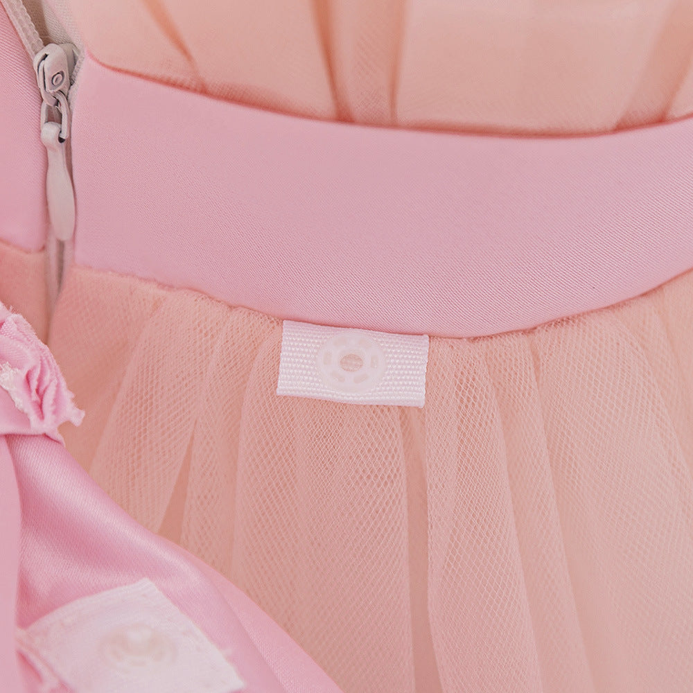 Sweetheart Neck A-Line Tulle Princess Dress for Girls | Tiered Skirt & Bowknot