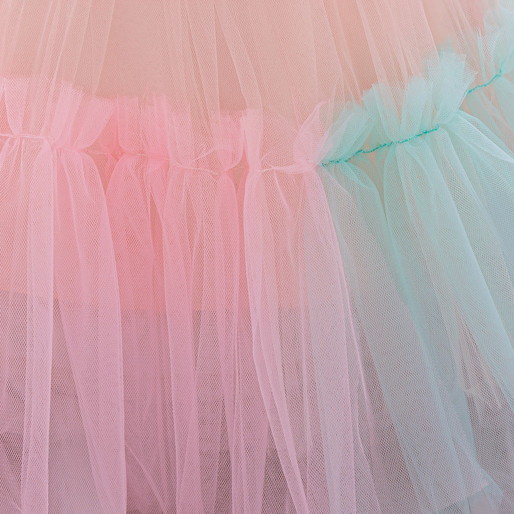 Sweetheart Neck A-Line Tulle Princess Dress for Girls | Tiered Skirt & Bowknot