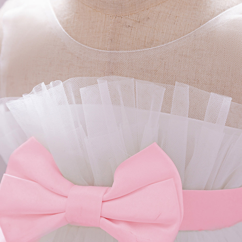 Sweetheart Neck A-Line Tulle Princess Dress for Girls | Tiered Skirt & Bowknot