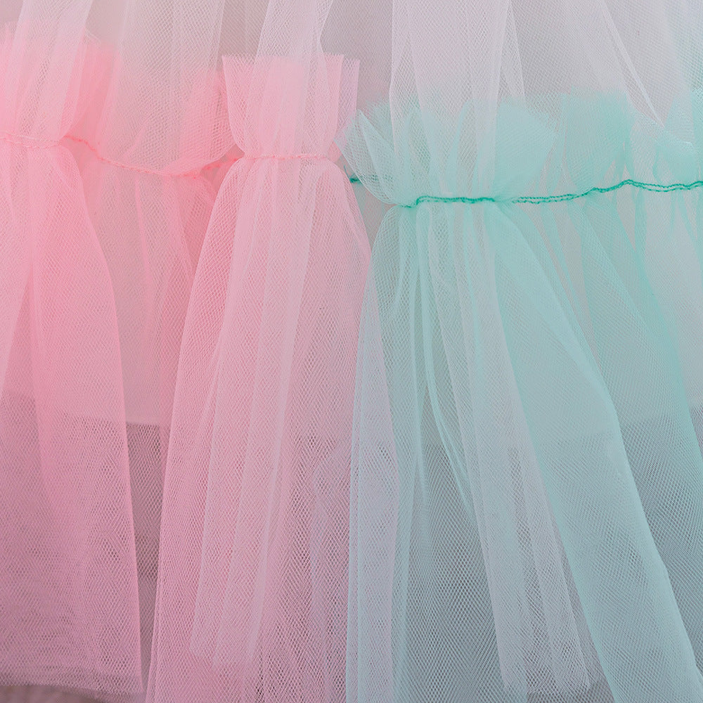 Sweetheart Neck A-Line Tulle Princess Dress for Girls | Tiered Skirt & Bowknot