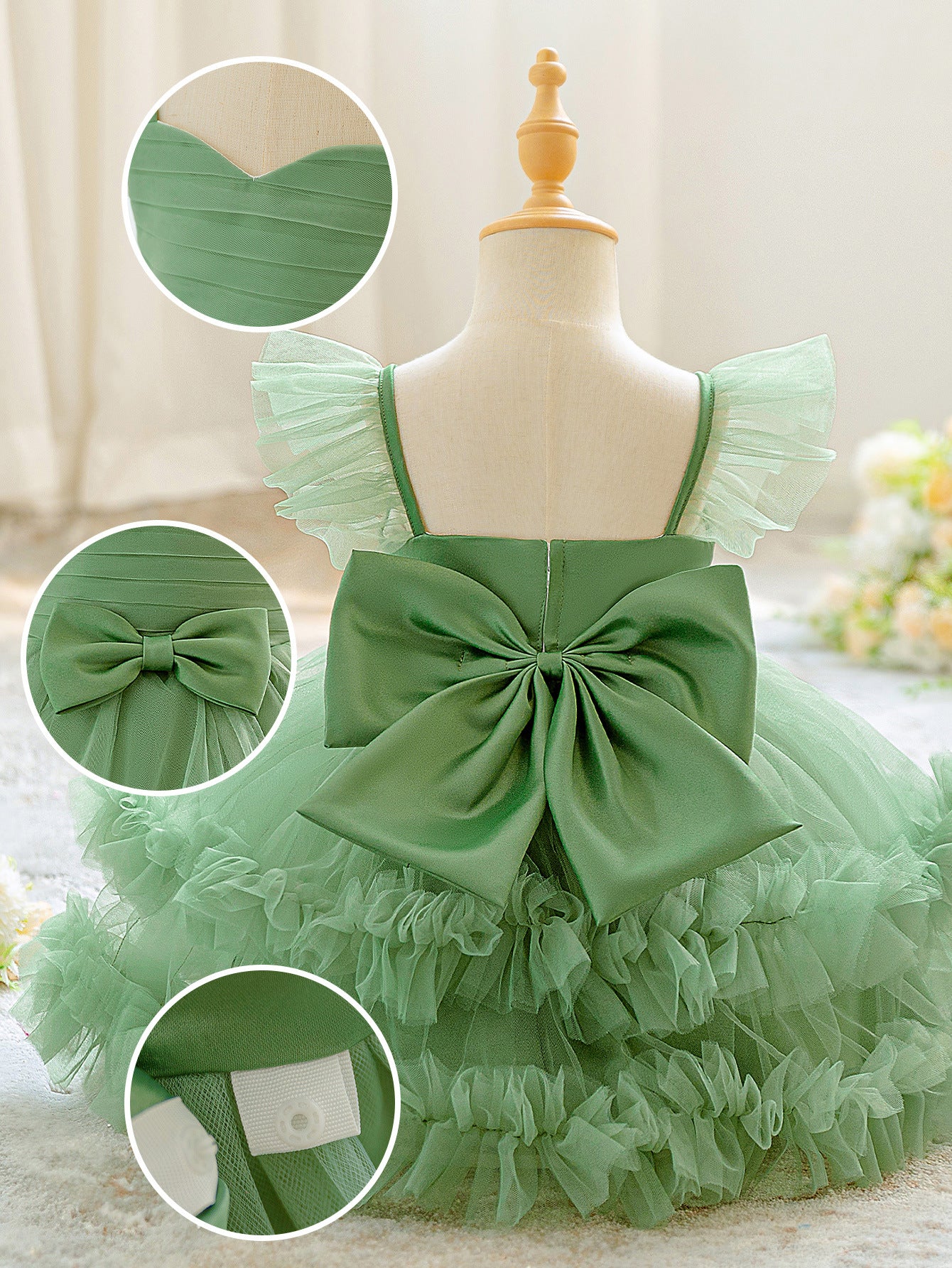 Puffy Tulle Ball Gown Baby Dress – Tiered Skirt & Bow | Party & Flower Girl Outfit