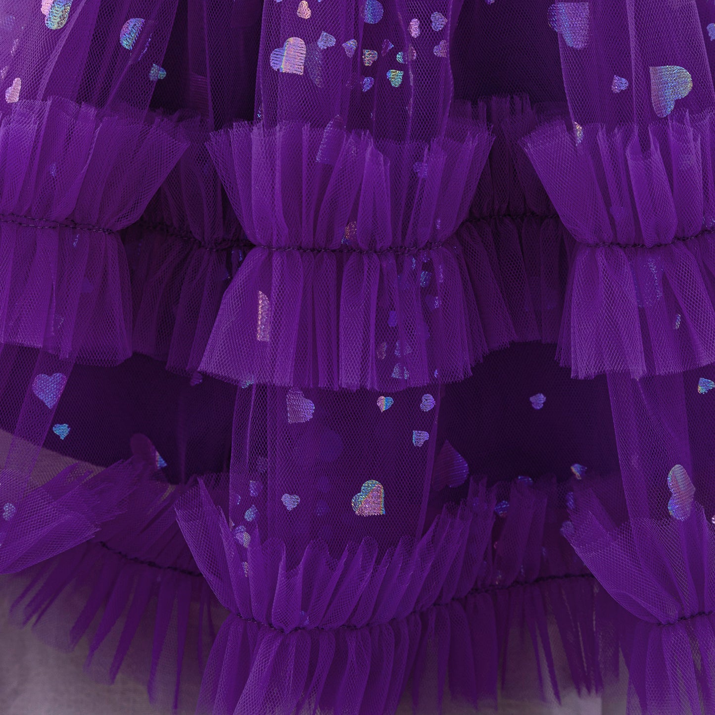 Tea Length Puffy Tulle Dress for Girls, Bow & Sequin Flower Girl Outfit