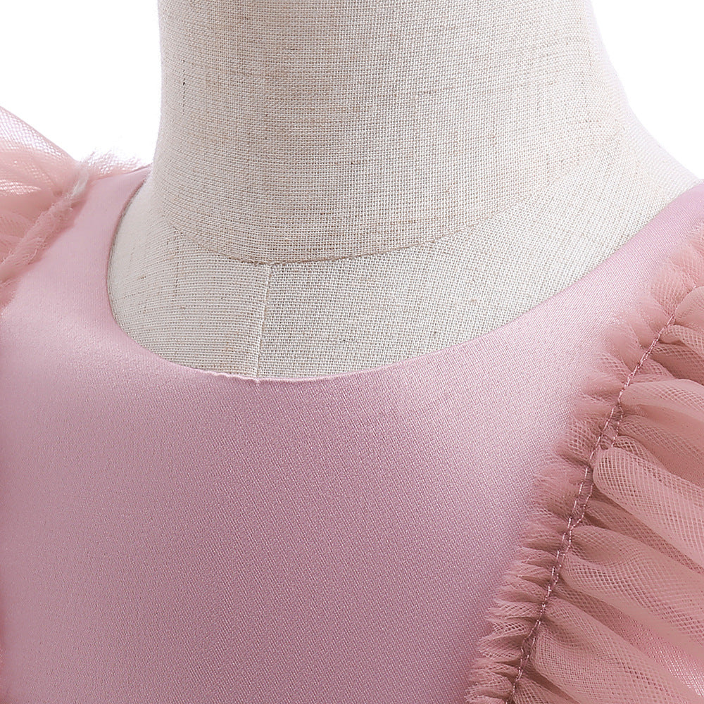 Cute Tiered Tulle A-Line Dress for Girls | Tea Length Flower Girl Party Gown
