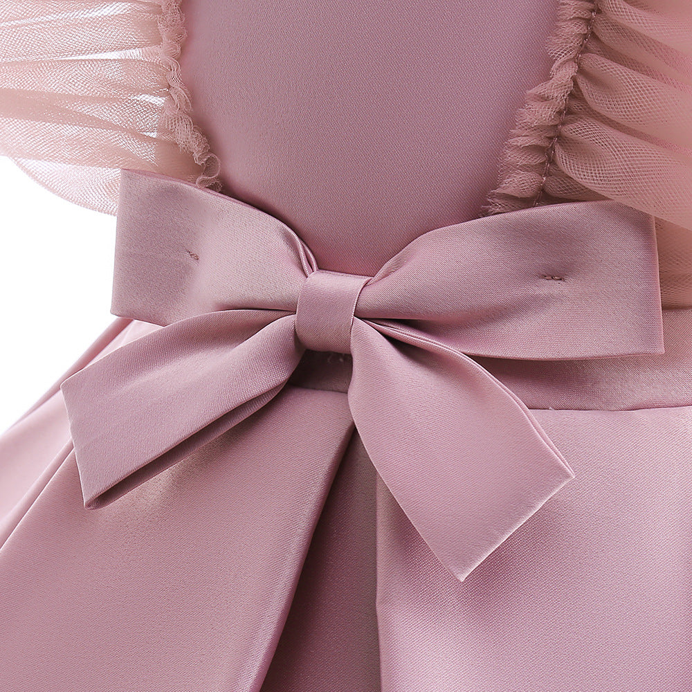 Cute Tiered Tulle A-Line Dress for Girls | Tea Length Flower Girl Party Gown