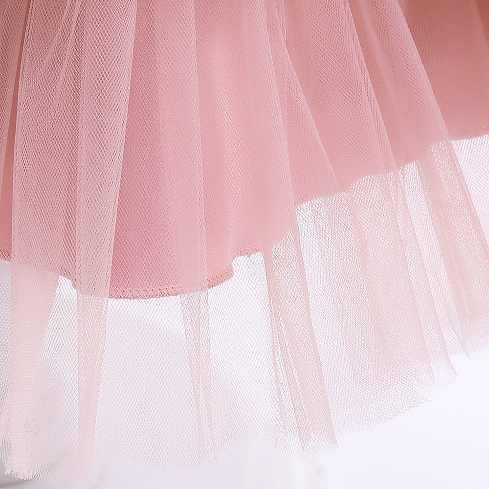 Cute Tiered Tulle A-Line Dress for Girls | Tea Length Flower Girl Party Gown