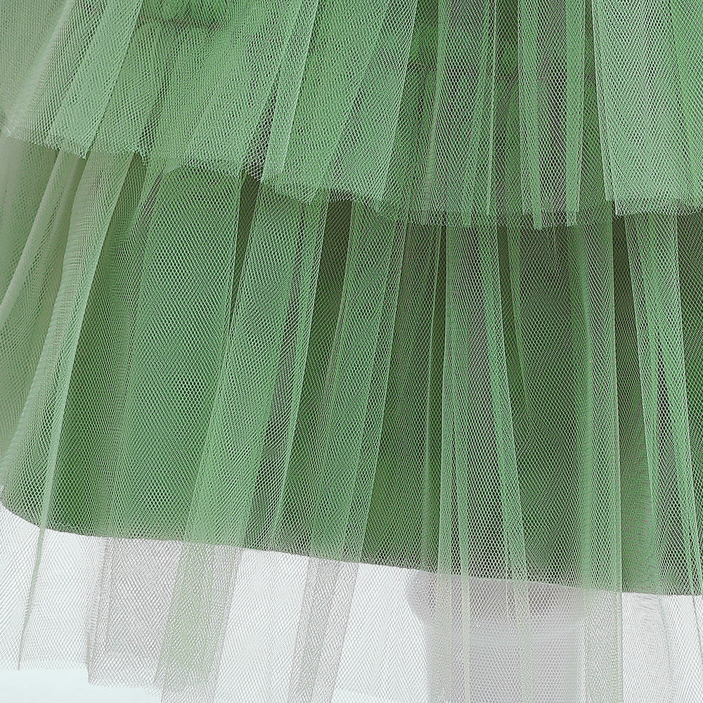 Cute Tiered Tulle A-Line Dress for Girls | Tea Length Flower Girl Party Gown