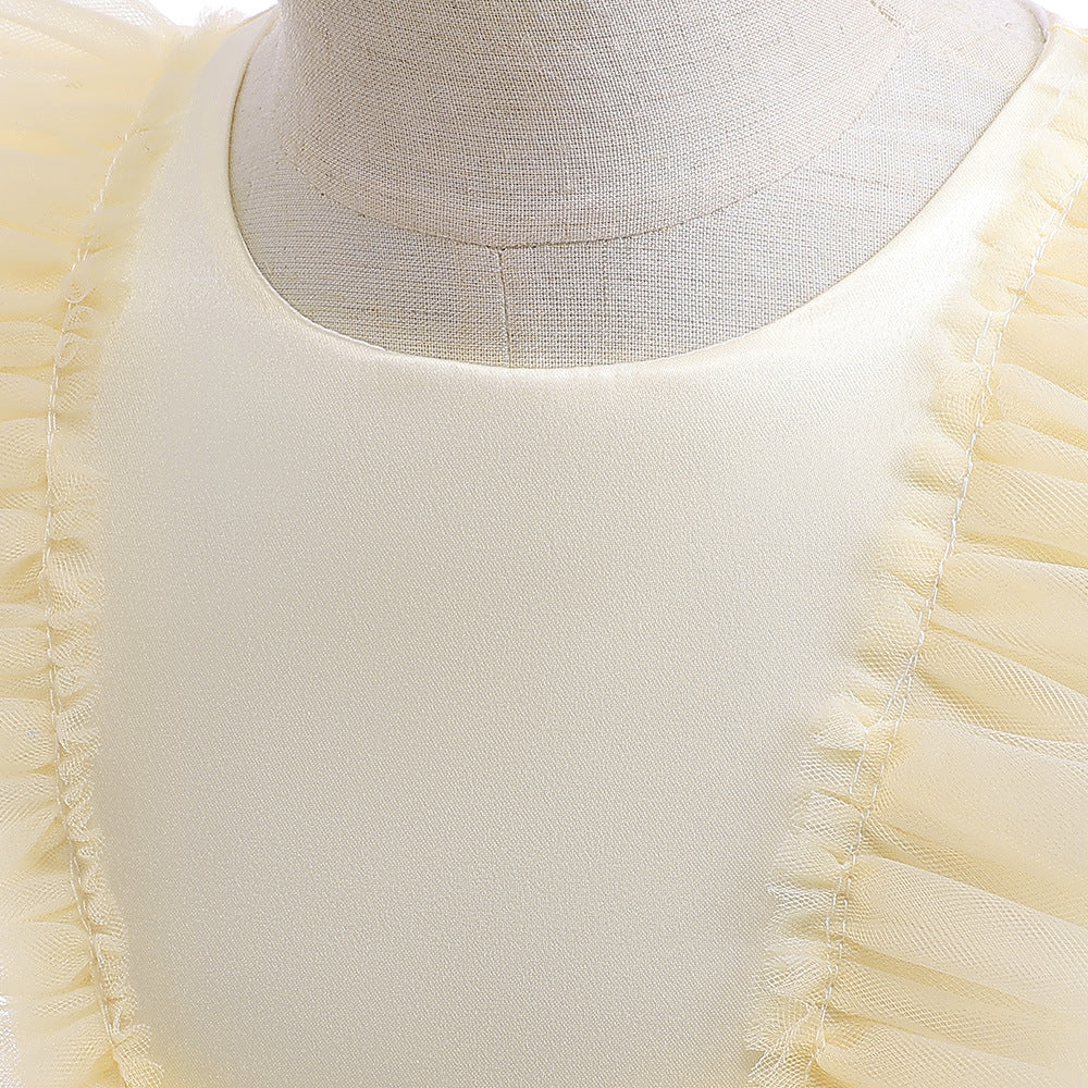 Cute Tiered Tulle A-Line Dress for Girls | Tea Length Flower Girl Party Gown