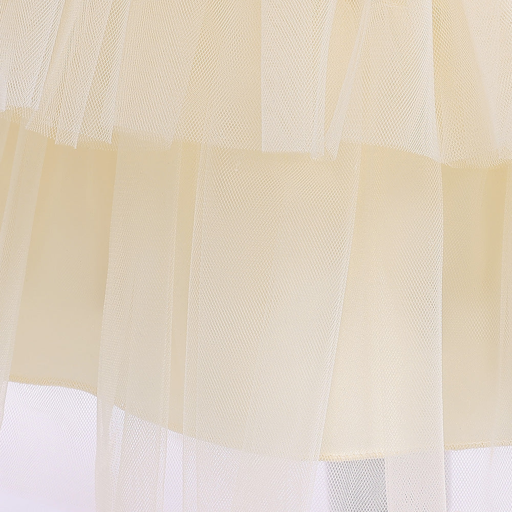 Cute Tiered Tulle A-Line Dress for Girls | Tea Length Flower Girl Party Gown