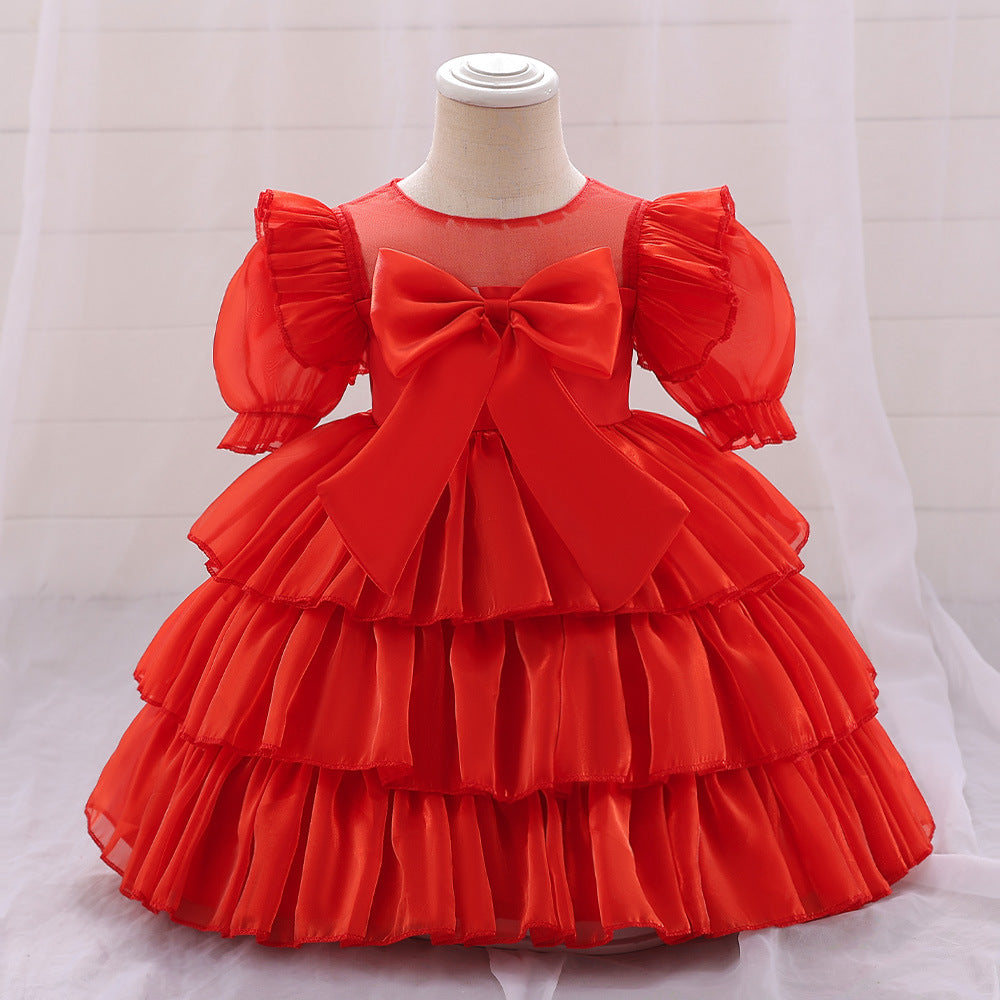 Cute Tiered Tulle Bowknot Princess Dress for Baby Girls | Party & Flower Girl Outfit