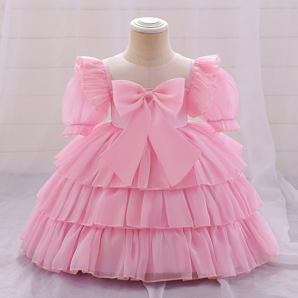 Cute Tiered Tulle Bowknot Princess Dress for Baby Girls | Party & Flower Girl Outfit