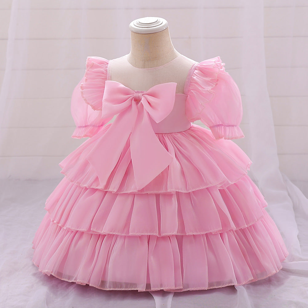 Cute Tiered Tulle Bowknot Princess Dress for Baby Girls | Party & Flower Girl Outfit
