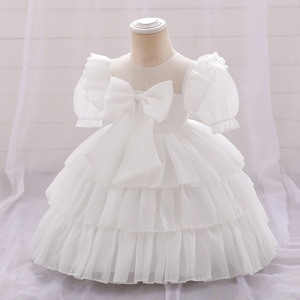 Cute Tiered Tulle Bowknot Princess Dress for Baby Girls | Party & Flower Girl Outfit