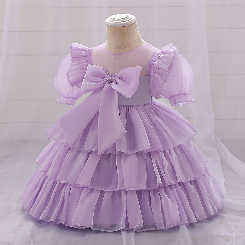 Cute Tiered Tulle Bowknot Princess Dress for Baby Girls | Party & Flower Girl Outfit
