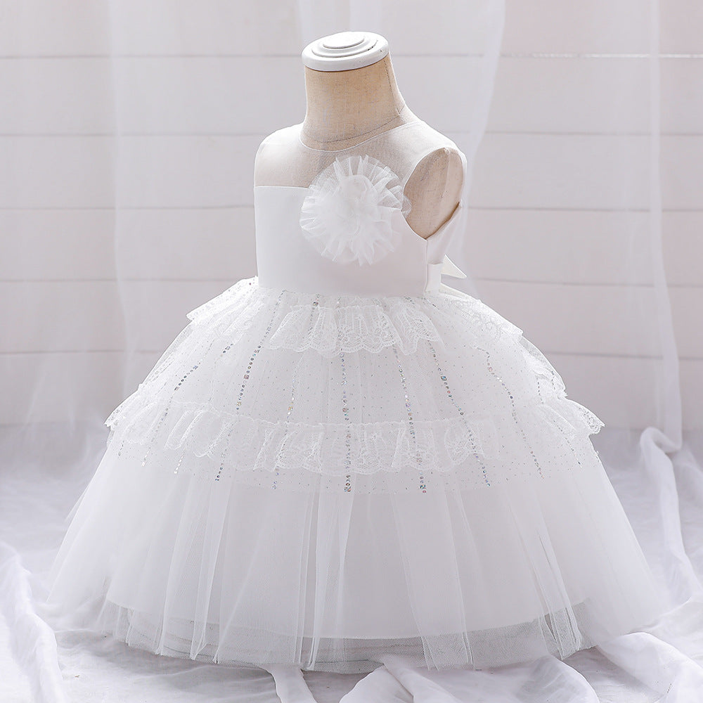 Baby Girl White Off-Shoulder Princess Dress – Cute Party & Formal Outfit 9-24 Months