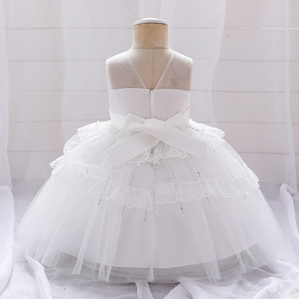 Baby Girl White Off-Shoulder Princess Dress – Cute Party & Formal Outfit 9-24 Months
