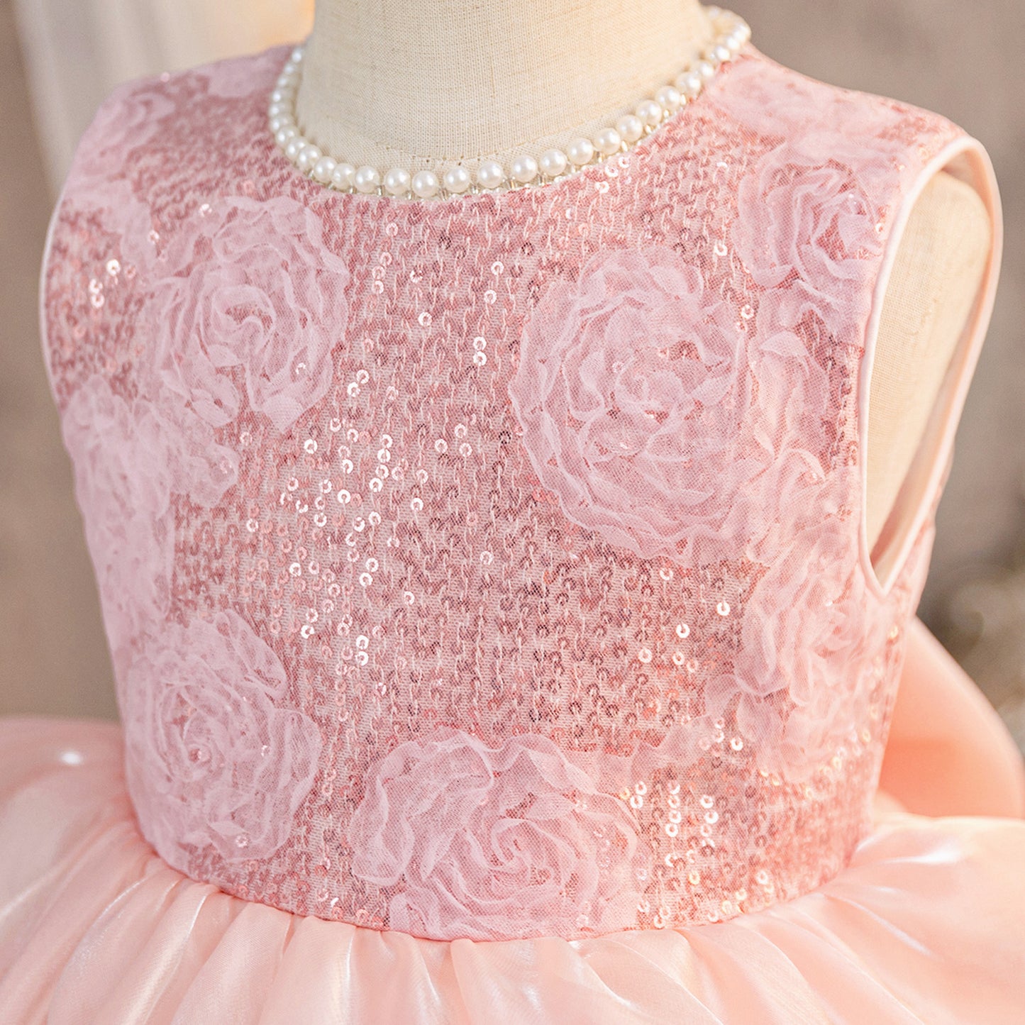 White A-Line Sequin Flower Girl Dress | Tiered Princess Dress for Kids 3-10Y